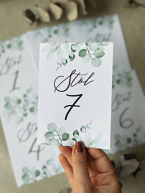 Papiernictvo - Čísla na stoly A6 eukalyptus - 16324866_