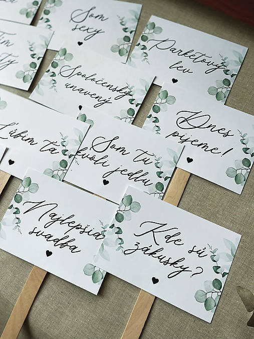 Papiernictvo - Rekvizity do fotobúdky 10ks eukalyptus - 16324868_