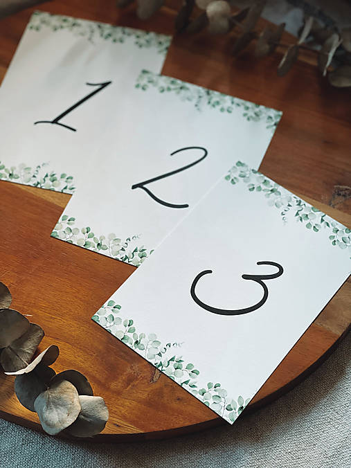 Papiernictvo - Čísla na stoly A6 greenery - 16324922_