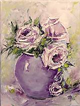 Obrazy - Ruže vo fialovej váze - 16324087_