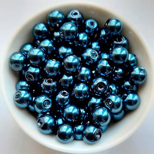Voskované perly 6mm-30ks (modrá tmavá)