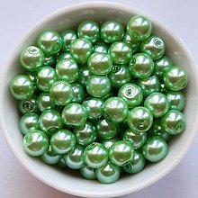 Korálky - Voskované perly 6mm-30ks (zelená svetlá) - 16326038_