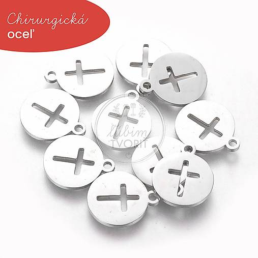 Náhrdelníky - (1091) Krížik, 12 x 14 mm - 1 ks - 16323696_