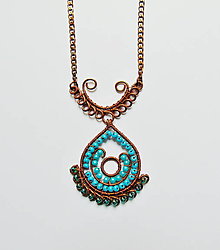 Náhrdelníky - Medený drôtený náhrdelník Orient - 16324595_