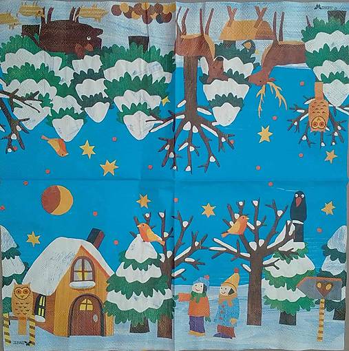 Papier - Servítka Detská obrázková zima 4ks (S230) - 16323372_