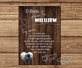 Tabuľky - Tabuľka pre manžela 10 dôvodov prečo ťa milujem (drevené pozadie) - 16323622_