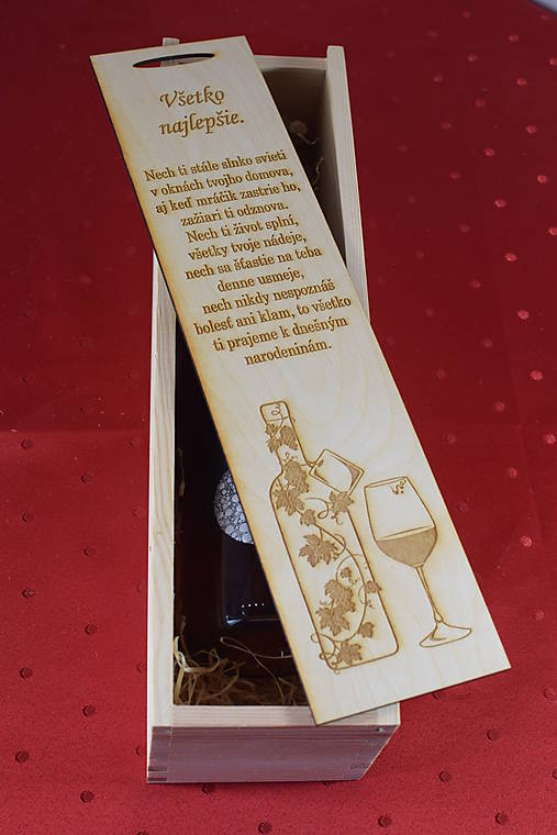 Úložné priestory & Organizácia - Drevená krabička na víno s venovaním 3 - 16323402_
