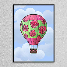 Grafika - Teplovzdušný balón floral - ružičkový - 16324033_
