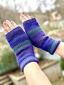 Rukavice - Modro fialovo zelené rukavice bez prstov - 16326895_