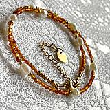 Sady šperkov - Luxury Garnet Hessonite and Pearls Set Stainless Steel / Set náhrdelníka a náramku granát, perly  E008 - 16326695_