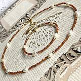 Sady šperkov - Luxury Garnet Hessonite and Pearls Set Stainless Steel / Set náhrdelníka a náramku granát, perly  E008 - 16326708_