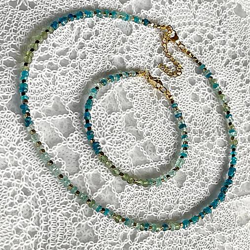Luxury Apatite Set Stainless Steel / Set náhrdelníka a náramku tieňovaný apatit E008