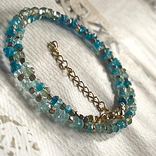 Luxury Apatite Set Stainless Steel / Set náhrdelníka a náramku tieňovaný apatit E008