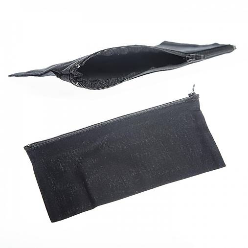 Bavlnené vrecko so zipsom, čierna, 20x9 cm
