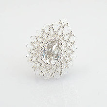 Prstene - Čipkovaný prsteň so Swarovski kryštálmi - 16326885_