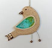 Dekorácie - Keramický vtáčik so sklom - 16328393_