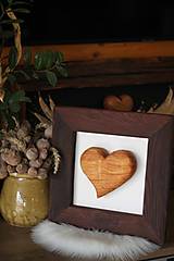 Obrazy - Drevené srdce v dubovom ráme - 16326332_