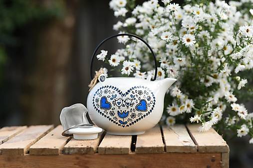 Čajník na sypaný čaj Modré srdce