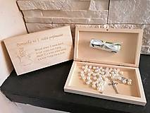 Papiernictvo - Drevena darčeková krabička na ruženec a na peniaze k 1. Svätému prijímaniu s anjelom - 16327649_