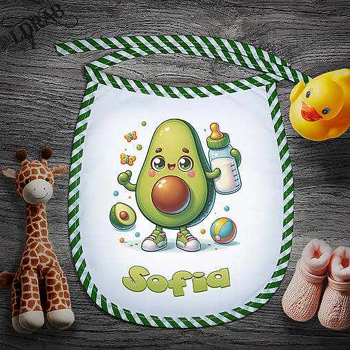 Detské doplnky - Podbradník s menom dieťaťa (Slintáčik) - Ovocie/zelenina - 16328663_