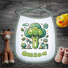 Detské doplnky - Podbradník s menom dieťaťa - Ovocie/zelenina (Brokolica) - 16328626_