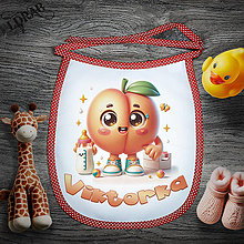 Detské doplnky - Podbradník s menom dieťaťa - Ovocie/zelenina (Broskyňa) - 16328635_