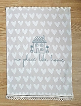 Úžitkový textil - Utierka s háčkovanou krajkou "No place like home" - 16329923_