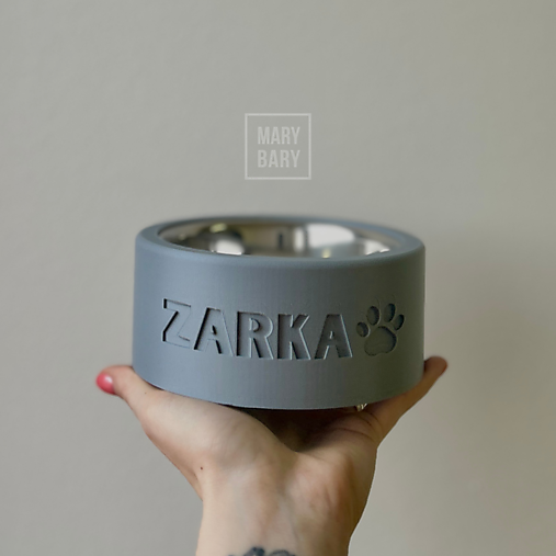 Pre zvieratá - Miska pre psa s menom (pre mačku) - sivá / viac veľkostí (XL (1800ml)) - 16330365_