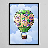 Grafika - Teplovzdušný balón floral with leaves - niečo ako fialky - 16331506_