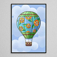 Grafika - Teplovzdušný balón floral with leaves - oranžády - 16331490_