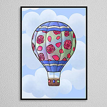 Grafika - Teplovzdušný balón floral with petals - ružičky - 16331502_