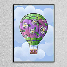 Grafika - Teplovzdušný balón floral with leaves - sedmikrásky - 16331503_