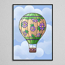 Grafika - Teplovzdušný balón floral with leaves - niečo ako fialky - 16331506_
