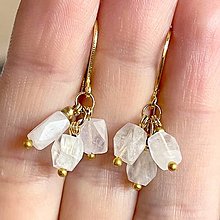 Náušnice - Natural Moonstone Pearls Herkimer Earrings / Jemné náušnice mesačný kameň, perly, herkimer diamanty E010 (č.4 Mesačný kameň) - 16332903_