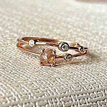 Prstene - Rose Gold Plated Diamond Zircone AG925 Ring / Jemný strieborný pozlátený prsteň s diamantom a zirkónmi E009 - 16333001_
