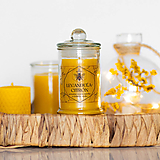 Sviečky - Sviečka zo 100% včelieho vosku v skle - Levanduľa&Citrón - 16332488_