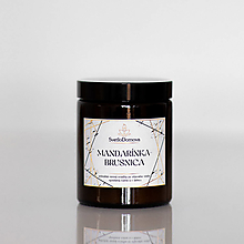 Sviečky - AKCIA - Sviečka zo sójového vosku v hnedom skle - Mandarínka&Brusnica - 16332380_