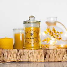 Sviečky - Sviečka zo 100% včelieho vosku v skle - Levanduľa - 16332505_