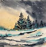 Obrazy - Originál akvarel Zimné svetlo - 16332504_