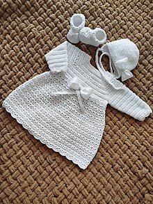 Detské oblečenie - Set na krst šaty čiapka čižmy - 16333008_