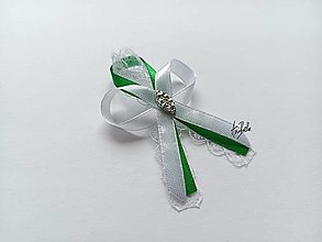 Svadobné pierka - Zelené svadobné pierka  (Biela čipka) - 16332830_
