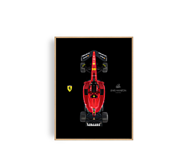 Grafika - Hamilton + Ferrari | Limitovaná edice (Černé pozadí) - 16333260_