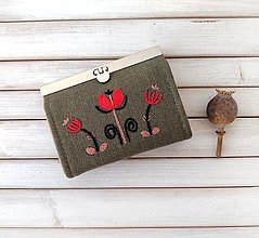 Peňaženky - Peňaženka s priehradkami Mak a tulipány - 16332460_