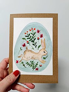 Papiernictvo - Veľkonočná pohľadnica zajačik - 16333442_