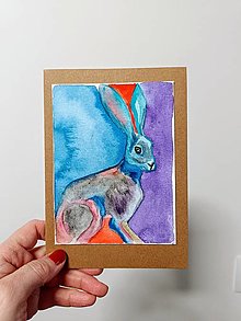 Papiernictvo - Veľkonočná pohľadnica zajac farebný - 16333492_