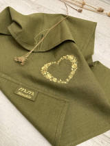 Úžitkový textil - Valentínska "pickle" Ľanová utierka ,,zlaté SRDCE" - 16333613_