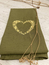 Úžitkový textil - Valentínska "pickle" Ľanová utierka ,,zlaté SRDCE" - 16333631_