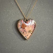 Náhrdelníky - Náhrdelník s príveskom “Srdce” (Ružová v žltom zlate) - 16332078_