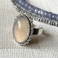 Prstene - Grey Agate & Vintage Lace Ring / Prsteň so šedým achátom E009 - 16334933_