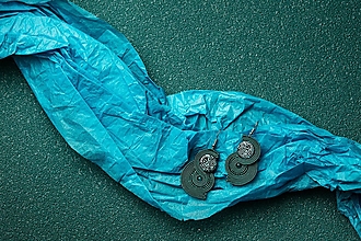 Náušnice - Modro-zelené Minimal - soutache earring - ručne šité šujtášové náušnice - 16337055_